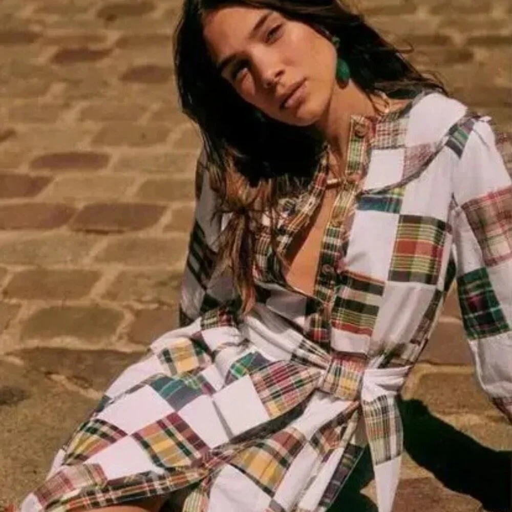🩷 Sézane Robe Loisa Patchwork Button Up Belted Maxi Dress 🩷 - Picture 1 of 9